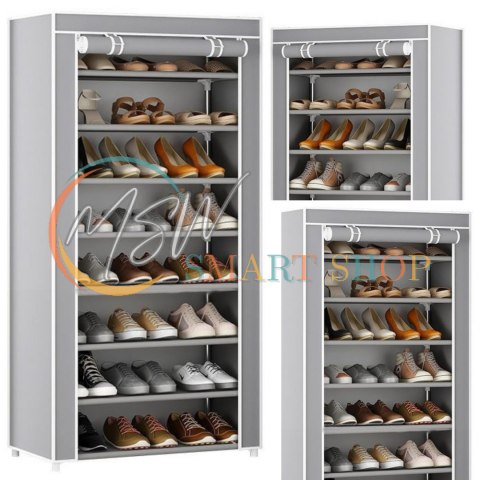 Stojak 8-Poziomowy Na Buty Organizer Szafa Osłona Pyłoszczelna Szara