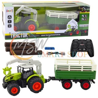 Traktor Rolniczy Z Przyczepą I Chwytakiem Zdalnie Sterowany RC 2.4G