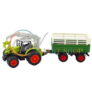 Traktor Rolniczy Z Przyczepą I Chwytakiem Zdalnie Sterowany RC 2.4G