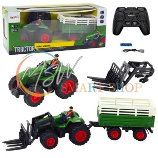 Traktor Rolniczy Z Przyczepą i Widłami Zdalnie Sterowany RC 2.4G