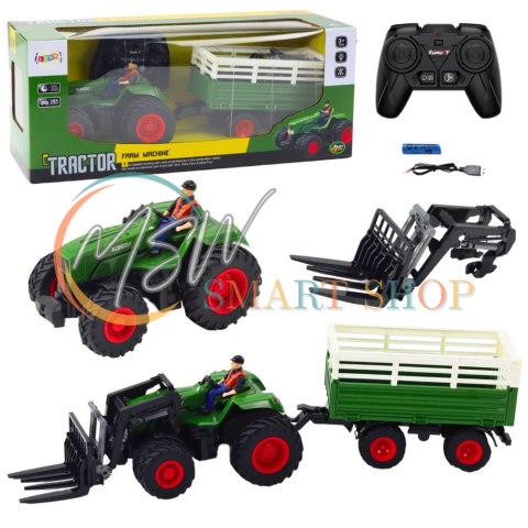 Traktor Rolniczy Z Przyczepą i Widłami Zdalnie Sterowany RC 2.4G Traktor Rolniczy Z Przyczepą i Widłami Zdalnie Sterowany RC 2.4G