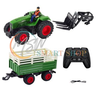 Traktor Rolniczy Z Przyczepą i Widłami Zdalnie Sterowany RC 2.4G