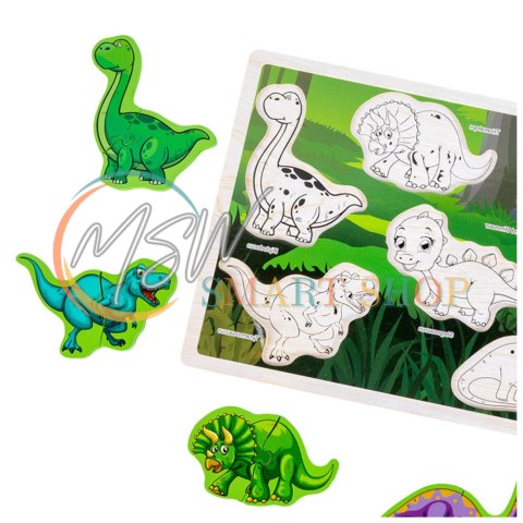 Układanka Drewniana Dinozaury Puzzle Kształty Plansza 12El Układanka Drewniana Dinozaury Puzzle Kształty Plansza 12El