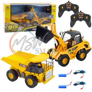 Zestaw Ładowarka Spychacz Wywrotka 1:24 Zdalnie Sterowane RC 2w1