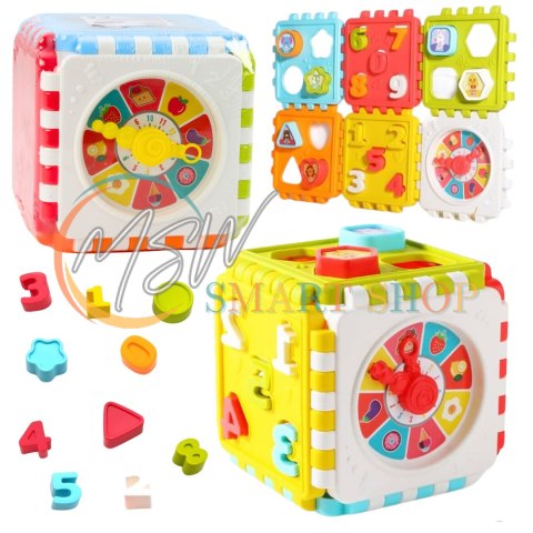 Kostka Edukacyjna Sorter Cyferki Wzory Zegar Kolorowa Kostka Edukacyjna Sorter Cyferki Wzory Zegar Kolorowa