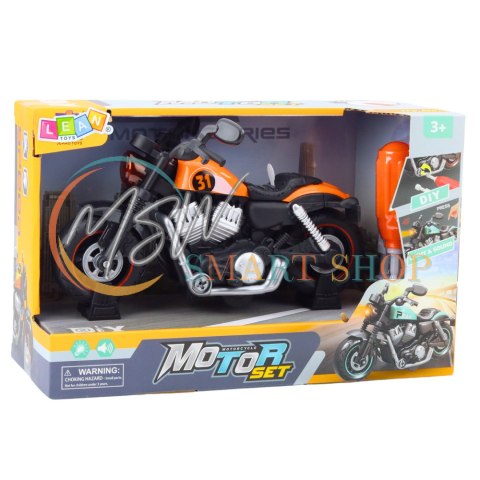 Motocykl Do Skręcania Rozkręcania DIY Światła Dźwięki Pomarańczowy Motocykl Do Skręcania Rozkręcania DIY Światła Dźwięki Pomarańczowy