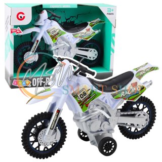 Motor Crossowy Off-Road Napęd Światła Dźwięki Biały