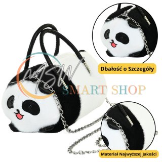 Pluszowa Torba Panda Uchwyty Metalowy Łańcuszek Czarno Biała 20cm
