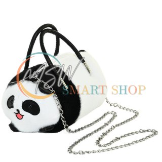 Pluszowa Torba Panda Uchwyty Metalowy Łańcuszek Czarno Biała 20cm