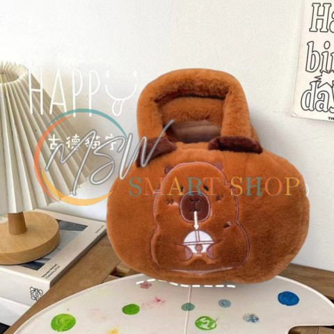 Torba Pluszowa Z Kapibarą Z Kubkiem Brązowy 20cm Torba Pluszowa Z Kapibarą Z Kubkiem Brązowy 20cm