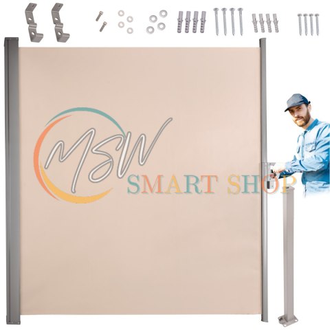 Markiza boczna tarasowa LUARO parawan zwijana 180 x 400 cm beżowa Markiza boczna tarasowa LUARO parawan zwijana 180 x 400 cm beżowa