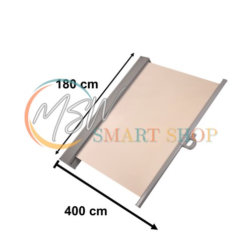 Markiza boczna tarasowa LUARO parawan zwijana 180 x 400 cm beżowa Markiza boczna tarasowa LUARO parawan zwijana 180 x 400 cm beżowa
