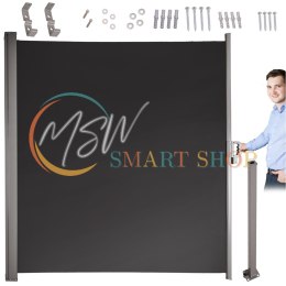 Markiza boczna tarasowa LUARO parawan zwijana 180 x 400 cm szara
