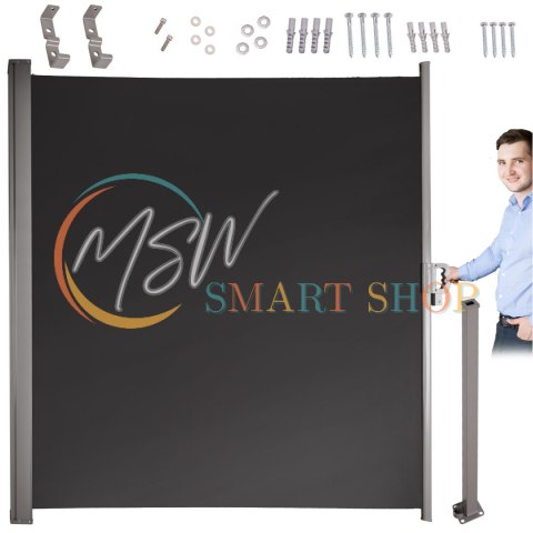 Markiza boczna tarasowa LUARO parawan zwijana 180 x 400 cm szara