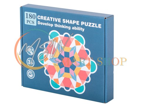 Układanka drewniana Tangram montessori kolorowa mozaika kształty 180 el.