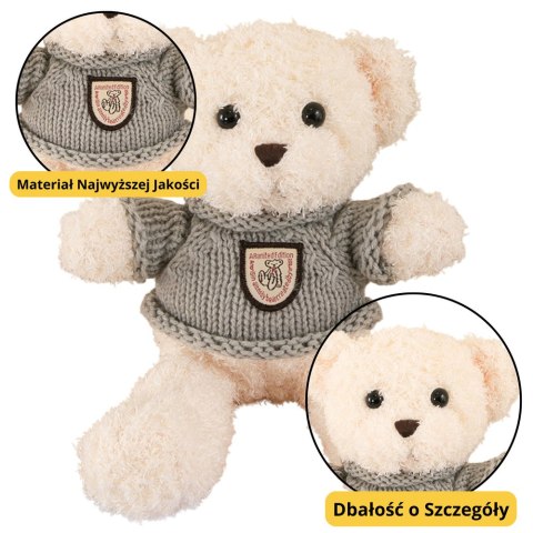 Pluszowa Maskotka Przytulanka Miś Biały Szary Sweterek 26cm Pluszowa Maskotka Przytulanka Miś Biały Szary Sweterek 26cm