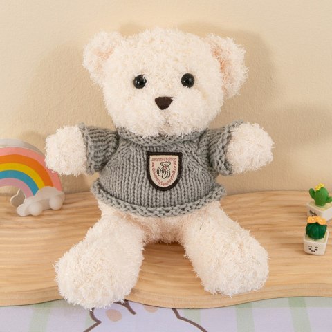 Pluszowa Maskotka Przytulanka Miś Biały Szary Sweterek 26cm Pluszowa Maskotka Przytulanka Miś Biały Szary Sweterek 26cm