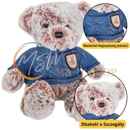 Pluszowa Maskotka Przytulanka Miś Szary Niebieski Sweterek 21cm