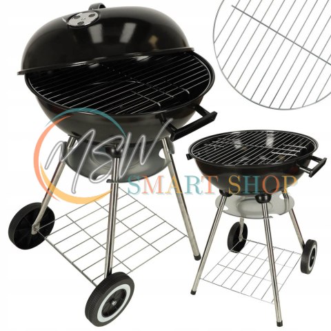 Grill ogrodowy węglowy na brykiet zamykany z pokrywą wentylacją i półką Grill ogrodowy węglowy na brykiet zamykany z pokrywą wentylacją i półką
