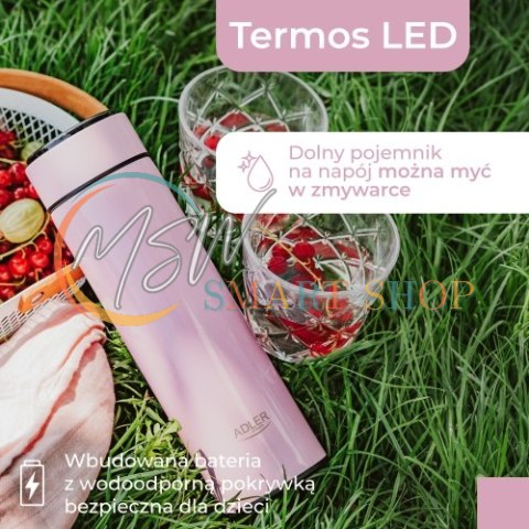 AD 4506 pink Termos led 473ml różowy AD 4506 pink Termos led 473ml różowy