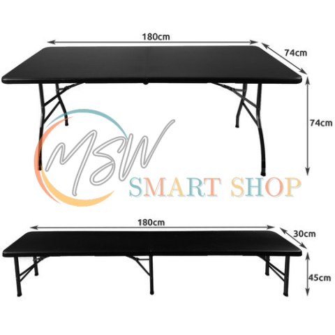 Stół ogrodowy składany 180cm + 2 ławki- czarny Stół ogrodowy składany 180cm + 2 ławki- czarny