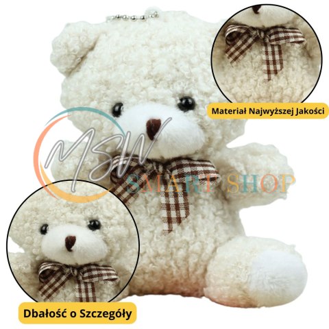 Miś Pluszowy Brelok Zawieszka Ozdoba Biały 8cm Miś Pluszowy Brelok Zawieszka Ozdoba Biały 8cm