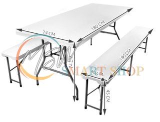 Stół ogrodowy składany 180cm + 2 ławki