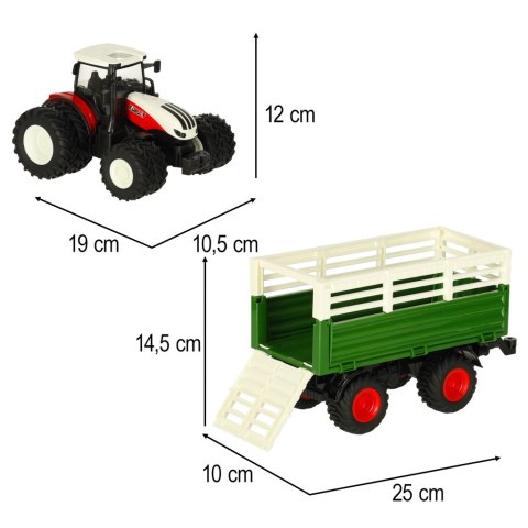 Traktor RC zdalnie sterowany ciągnik rolniczy z przyczepą pilot farma prezent 2,4G 3,7V 500mAh Traktor RC zdalnie sterowany ciągnik rolniczy z przyczepą pilot farma prezent 2,4G 3,7V 500mAh