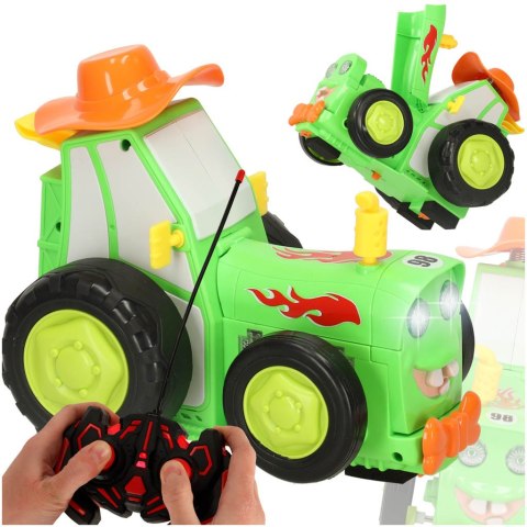 Traktor ciągnik zdalnie sterowany na pilota RC skaczący tańczący dźwięk zielony Traktor ciągnik zdalnie sterowany na pilota RC skaczący tańczący dźwięk zielony