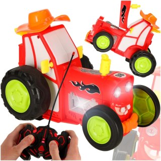 Traktor ciągnik zdalnie sterowany na pilota RC skaczący tańczący dźwięk czerwony