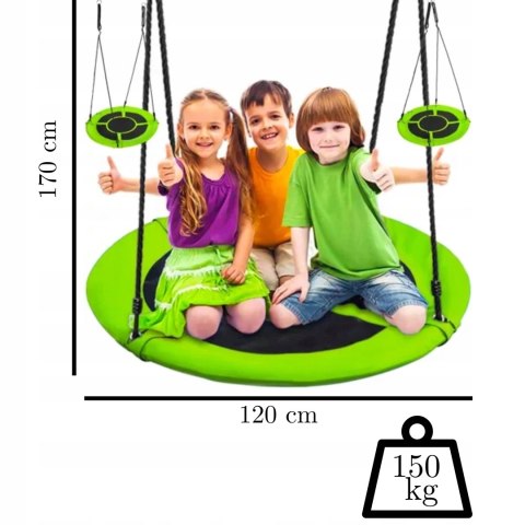 Huśtawka Ogrodowa Bocianie Gniazdo 120cm Zielona Wisząca XXL Huśtawka Ogrodowa Bocianie Gniazdo 120cm Zielona Wisząca XXL