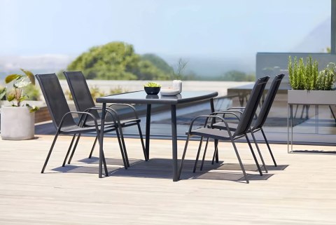 Zestaw komplet 2 krzeseł ogrodowych na taras balkon czarne MultiGarden Zestaw komplet 2 krzeseł ogrodowych na taras balkon czarne MultiGarden