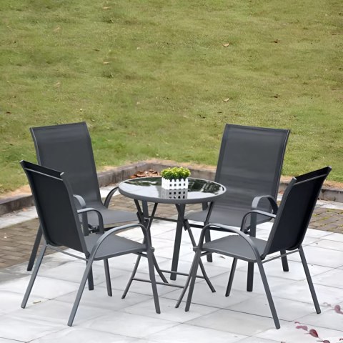 Zestaw komplet 2 krzeseł ogrodowych na taras balkon szare MultiGarden Zestaw komplet 2 krzeseł ogrodowych na taras balkon szare MultiGarden