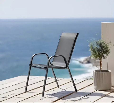 Zestaw komplet 2 krzeseł ogrodowych na taras balkon szare MultiGarden Zestaw komplet 2 krzeseł ogrodowych na taras balkon szare MultiGarden