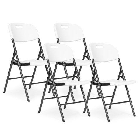 Komplet 4 krzeseł składanych zestaw cateringowy metal HDPE białe ModernHome Komplet 4 krzeseł składanych zestaw cateringowy metal HDPE białe ModernHome