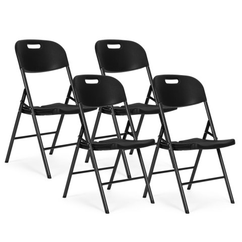 Komplet 4 krzeseł składanych zestaw cateringowy metal HDPE czarne ModernHome Komplet 4 krzeseł składanych zestaw cateringowy metal HDPE czarne ModernHome