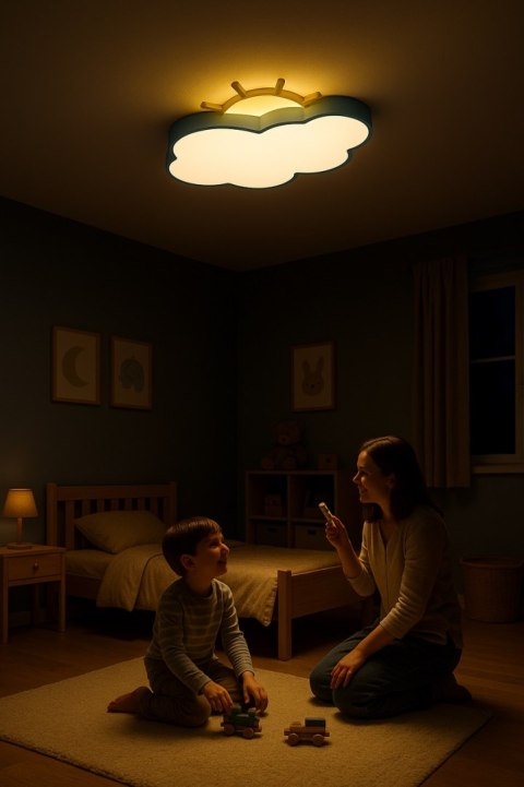 Lampa LED sufitowa plafon do pokoju dziecięcego ściemniana LUMELA + pilot chmurka niebieska Lampa LED sufitowa plafon do pokoju dziecięcego ściemniana LUMELA + pilot chmurka niebieska