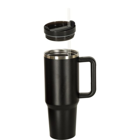 Kubek termiczny ze słomką i uchwytem termos 1200ml czarny Kubek termiczny ze słomką i uchwytem termos 1200ml czarny